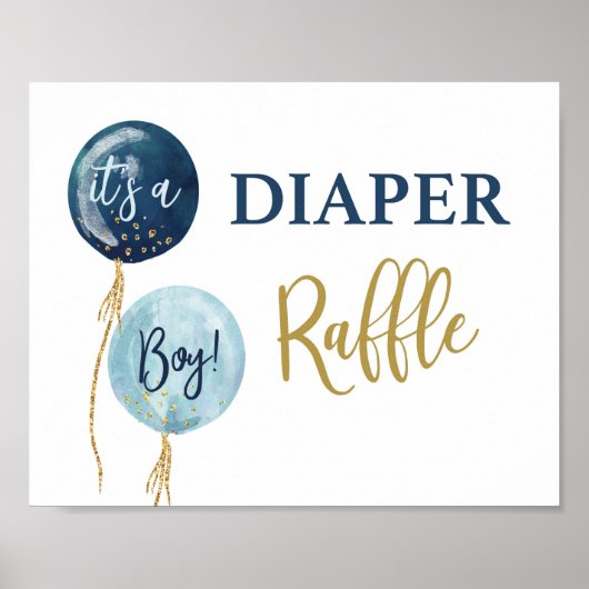 Luidderblauw baby shower van Raffle Poster (Voorkant)