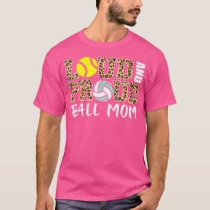 Luide en trotse bal moeder Leopard Softbal Volleyb T-shirt