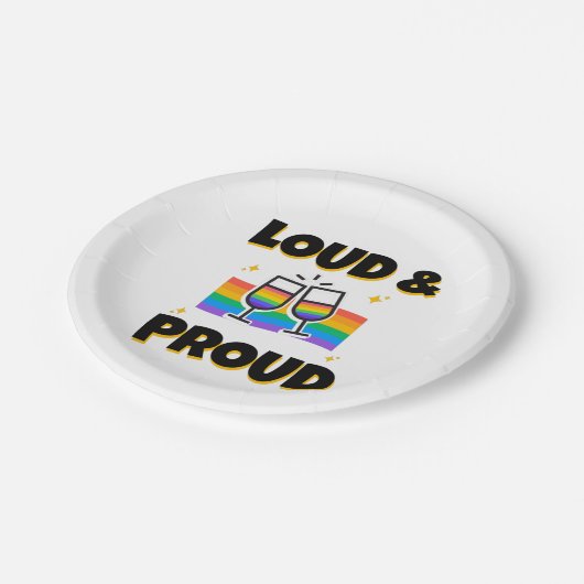 Luide en trotse LGBT Pride Rainbow Glasses Papieren Bordje (Gekanteld)