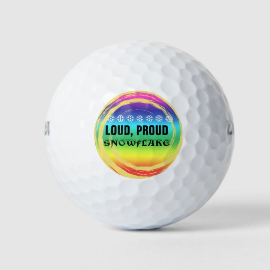 Luide Trotse Sneeuwvlok Regenboog Kleuren Golfballen (Voorkant)