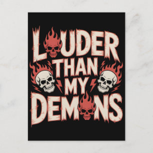 Luider Dan Mijn Demonen: Gotische Schedel en Vlam Briefkaart