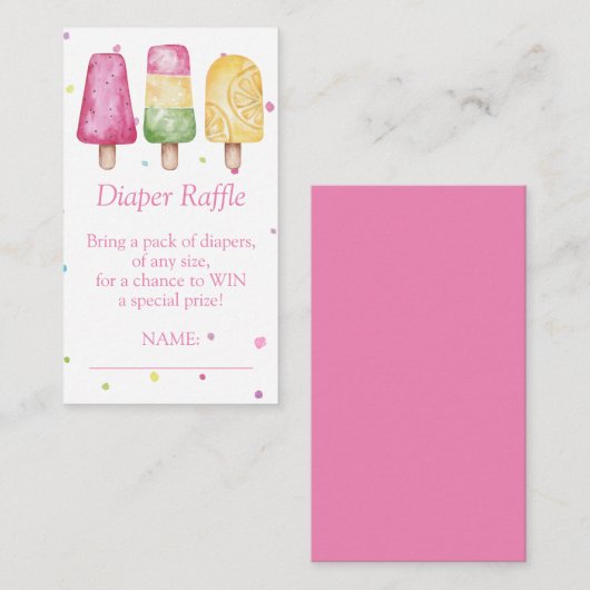 Luider Raffle Ready to Pop Summer Girl Baby shower Informatiekaartje (Voorkant / Achterkant)