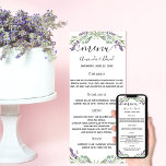 Luiderviolet eucalyptus-bruidskaart kaart<br><div class="desc">Een elegant,  menukaart. Pas uw namen,  datum en het menu aan en voeg deze toe. Gedecorbeerd met lavendermeel,  bloemen en eucalyptusgroen.</div>