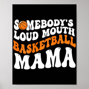 Luidruchtige Basketbal Mama Retro Golvende Groovy Poster
