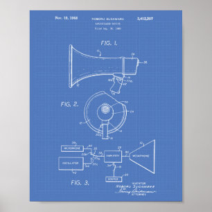 Luidspreker 1968 Patent Art Blueprint Poster
