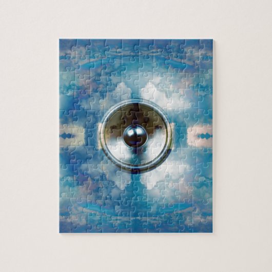 Luidspreker en bewolkte blauwe lucht legpuzzel (Verticaal)