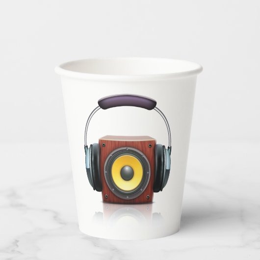 Luidspreker en hoofdtelefoon papieren bekers (Voorkant)