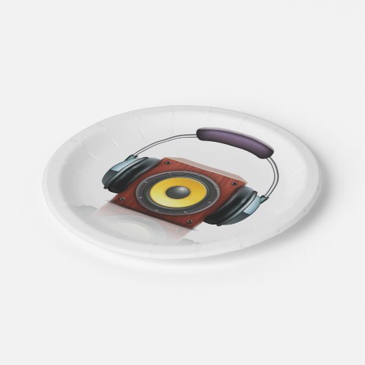 Luidspreker en hoofdtelefoon papieren bordje (Gekanteld)