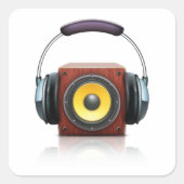 Luidspreker en hoofdtelefoon vierkante sticker (Voorkant)