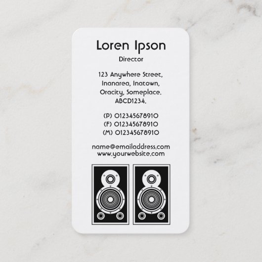 Luidspreker Visitekaartje (Achterkant)