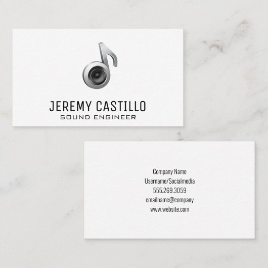 Luidsprekergeluid Logo | Sound Engineer Musician Visitekaartje (Voorkant / Achterkant)