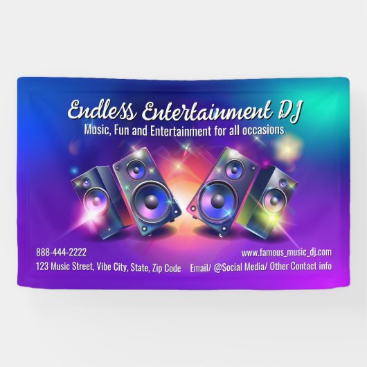 Luidsprekers Dj Feestmuziek Deejay DJs Discjockey Spandoek (Horizontaal)