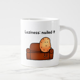 Luie Aardappel Cartoon Humor Ontwerp Grote Koffiekop