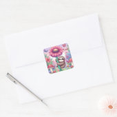 Luie bloem personaliseren vierkante sticker (Envelop)
