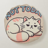 Luie Cartoon Kat  Rond Kussen (Achterkant)