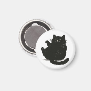 Luie Chonk Kat Schattige Illustratie van Vette Zwa Magneet