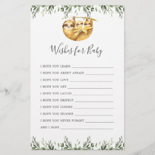 luie dieren Baby shower wensen voor Baby