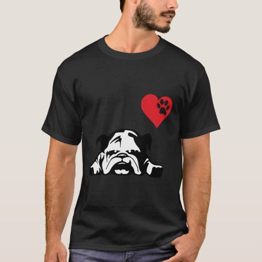 Luie Engelse Bulldog Ik hou van mijn Engelse Bulld T-shirt (Voorkant)