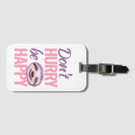 Luie gezicht niet haasten gelukkig roze paarse bagagelabel