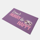 Luie gezicht niet haasten gelukkig roze paarse deurmat (Schuin)