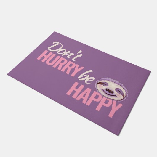 Luie gezicht niet haasten gelukkig roze paarse deurmat (Schuin)
