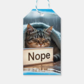 Luie grappige kat ontwerp cadeaulabel (Voorkant)