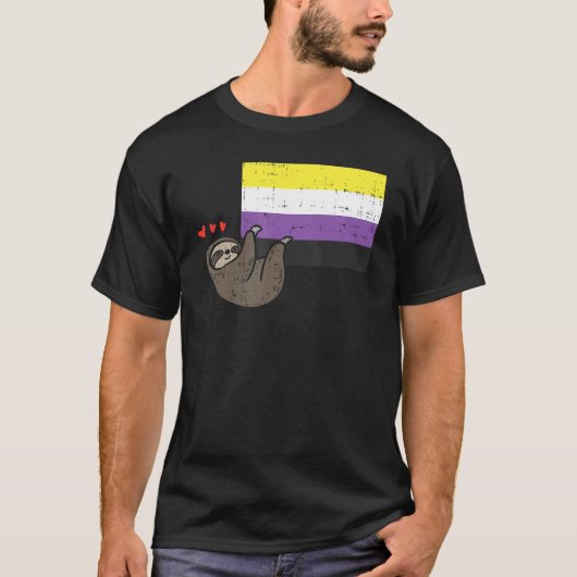 luie harten hangende nonbinaire vlag schattig enby t-shirt (Voorkant)