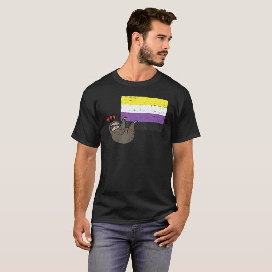 luie harten hangende nonbinaire vlag schattig enby t-shirt (Voorkant volledig)
