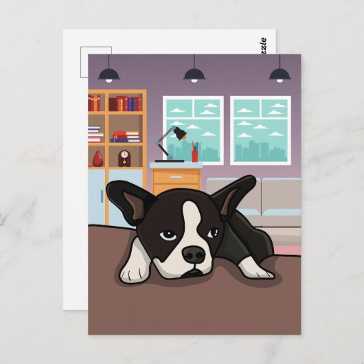 Luie hond briefkaart (Voorkant / Achterkant)