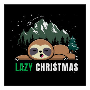 Luie Kerst Luiaard Grappig Perfect Poster
