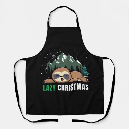 Luie Kerst Luiaard Grappig Schort (Voorkant)