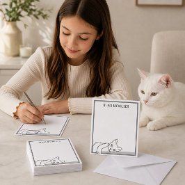 Luie Kitten Whimsische Persoonlijke Notitiekaarten Notitiekaartje