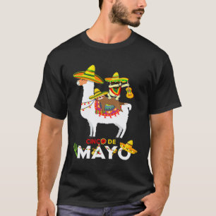 Luie Luiaard Cinco De Mayo Rijdt op Llama Hoed Ki T-shirt