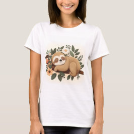 Luie luiaard die slaapt op een tak cartoon t-shirt