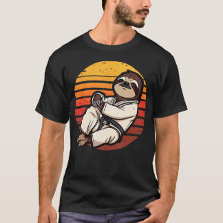 Luie Luiaard Karate Retro Zonsondergang Martial T-shirt