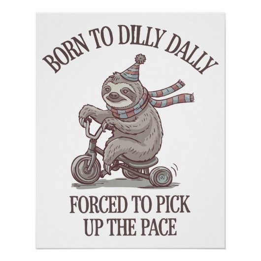 Luie Luiaard Retro Fiets Cartoon Perfect Poster (Voorkant)