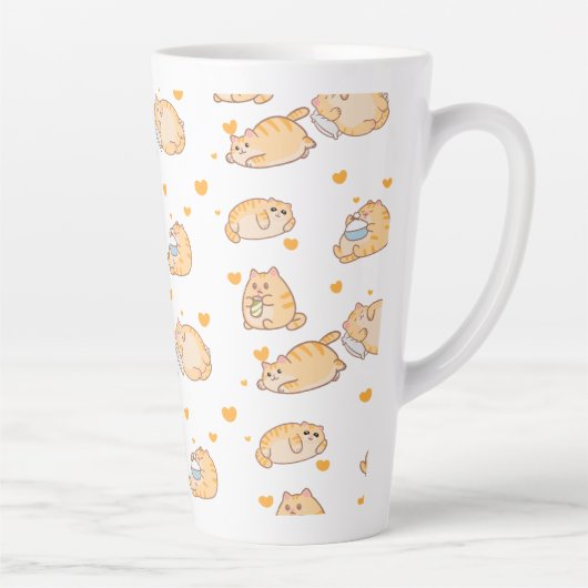 Luie Oranje Kat Latte Mok (Rechts)