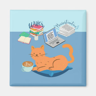 Luie Oranje Kat Magneet