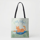Luie Oranje Kat Tote Bag (Voorkant)