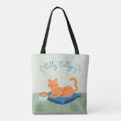 Luie Oranje Kat Tote Bag (Achterkant)