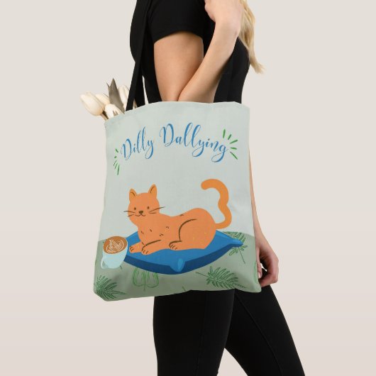 Luie Oranje Kat Tote Bag (Dichtbij)