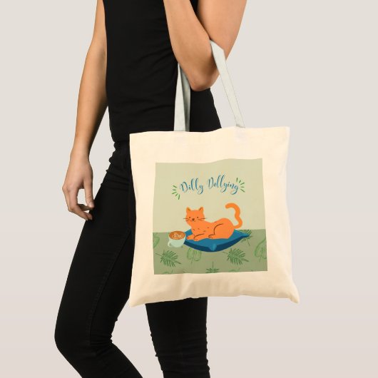 Luie Oranje Kat Tote Bag (Voorkant (product))