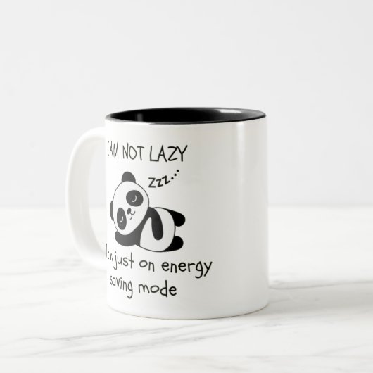 luie panda grappig tweekleurige koffiemok (Voorkant links)