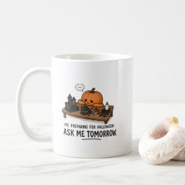 Luie Pompoen Halloween Voorbereiding Illustratie Koffiemok