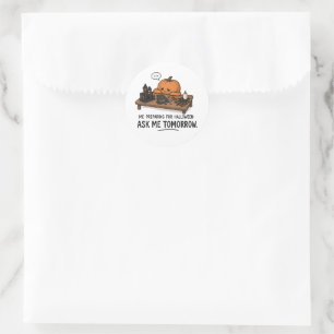 Luie Pompoen Halloween Voorbereiding Illustratie Ronde Sticker