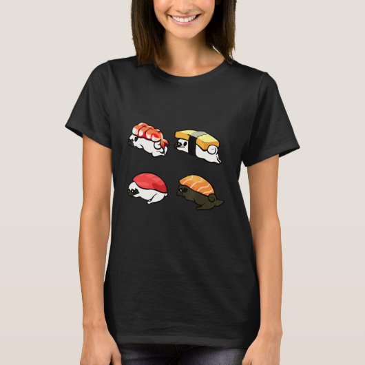 Luie Pug Sushi T-shirt (Voorkant)