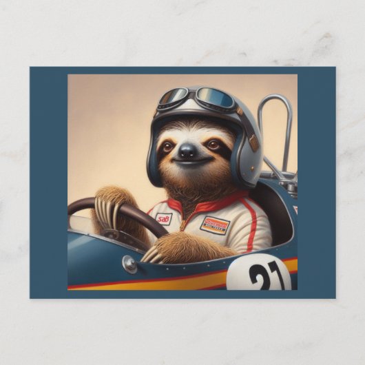 luie raceauto-bestuurder briefkaart (Voorkant)