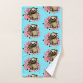 Luie roze bloemen bad handdoek (Handdoek)