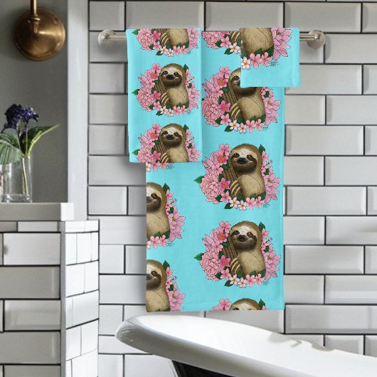 Luie roze bloemen bad handdoek