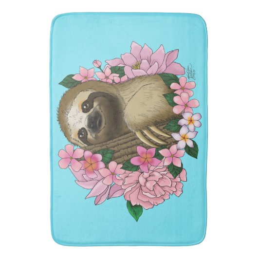 Luie roze bloemen badmat (Voorkant Verticaal)